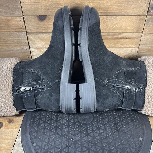 UGG Womens Sz 5 Harrison Cuff Waterproof Boots Black Suede Buckle 1120773 - Picture 6 of 10